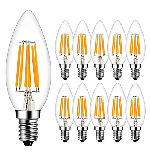 RANBOO E14 LED Kerzenbirnen für Kronleuchter 6W ersetzt 60W 600 LM Warmweiß 2700K E14 Glühfaden Retrofit Classic Filament Fadenlampe LED Kerzenlampen LED Kerzenleuchten Nicht Dimmbar 10er Pack RANBOO E14 LED Kerzenbirnen für Kronleuchter 6W ersetzt 60W 600 LM Warmweiß 2700K E14 Glühfaden Retrofit Classic Filament Fadenlampe LED Kerzenlampen LED Kerzenleuchten Nicht Dimmbar 10er Pack von RANBOO