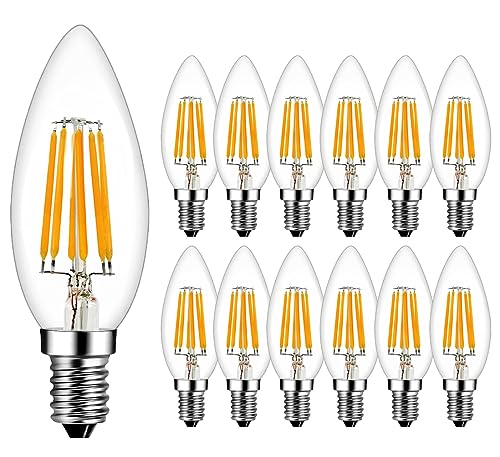 RANBOO E14 LED Kerzenbirnen für Kronleuchter 6W ersetzt 60W 600 LM Warmweiß 2700K E14 Glühfaden Retrofit Classic Filament Fadenlampe LED Kerzenlampen LED Kerzenleuchten Nicht Dimmbar 12er Pack RANBOO E14 LED Kerzenbirnen für Kronleuchter 6W ersetzt 60W 600 LM Warmweiß 2700K E14 Glühfaden Retrofit Classic Filament Fadenlampe LED Kerzenlampen LED Kerzenleuchten Nicht Dimmbar 12er Pack von RANBOO