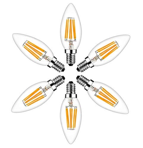 RANBOO E14 LED Kerzenbirnen für Kronleuchter 6W ersetzt 60W 600 LM Warmweiß 2700K E14 Glühfaden Retrofit Classic Filament Fadenlampe LED Kerzenlampen LED Kerzenleuchten Nicht Dimmbar 6er Pack RANBOO E14 LED Kerzenbirnen für Kronleuchter 6W ersetzt 60W 600 LM Warmweiß 2700K E14 Glühfaden Retrofit Classic Filament Fadenlampe LED Kerzenlampen LED Kerzenleuchten Nicht Dimmbar 6er Pack von RANBOO