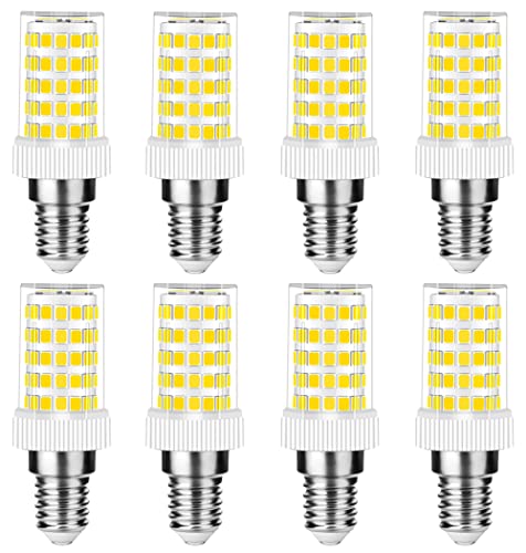 RANBOO E14 LED Lampe 10W, 800LM, Kaltweiß 6000K, Ersatz 50W-100W E14 Halogenlampe, Kein Flackern, Nicht Dimmbar, E14 Glühbirnen für Kronleuchter, Deckenleuchten, Wandleuchten, AC 220-240V, 8er Pack von RANBOO