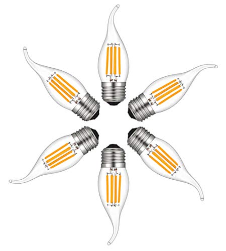 RANBOO E27 LED Kerze 4W / ersetzt 40W Halogenlampen / 400 Lumen/Warmweiß 2700K / 220-240V AC/LED Kerze E27 Flammen/Nicht Dimmbar/Klar Glas / 6er-Pack von RANBOO