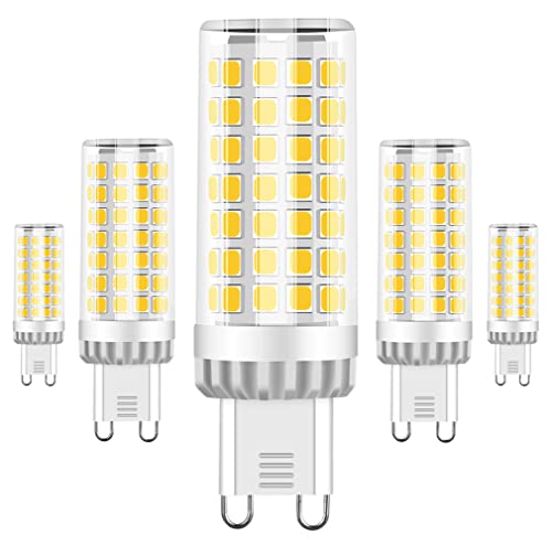 RANBOO G9 LED Lampe 9w Ersatz 75W Halogenlampen, 750LM, Kaltweiß 6000K, AC 220-240V, LED Birnen für Kronleuchter, Wandlampe, Kühlschrank und Dunstabzugshaube, Nicht Dimmbar, 5er Pack von RANBOO