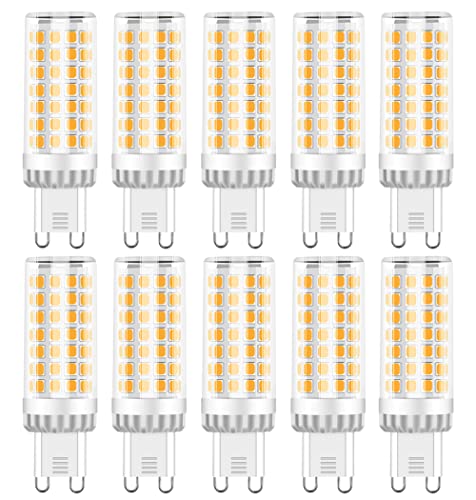 RANBOO G9 LED Lampe 9w Ersatz 75W Halogenlampen, 750LM, Warmweiß 3000K, AC 220-240V, LED Birnen für Kronleuchter, Wandlampe, Kühlschrank und Dunstabzugshaube, Nicht Dimmbar, 10er Pack von RANBOO