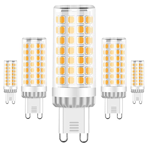 RANBOO G9 LED Lampe 9w Ersatz 75W Halogenlampen, 750LM, Warmweiß 3000K, AC 220-240V, LED Birnen für Kronleuchter, Wandlampe, Kühlschrank und Dunstabzugshaube, Nicht Dimmbar, 5er Pack von RANBOO
