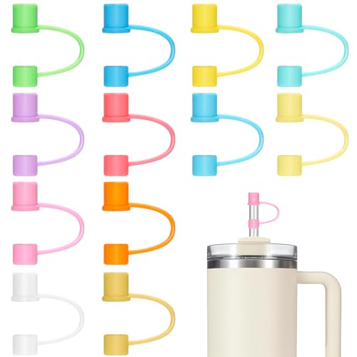 24Pcs Silikon-Strohhalm-Spitzen-Abdeckung, wiederverwendbare Trinkhalm-Abdeckungen Kappe, bunter Strohhalm-Stecker staubdichtes Trinken Stroh Topper für 8-10mm große Strohhalme Haus Küche Party Dekor von RANCOVY