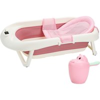Tolletour - Baby Badewanne Reisebadewanne Babywanne Ergonomische Faltbare mit Thermometer - rosa von TOLLETOUR