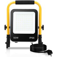 Fluter stativ 50W led Fluter Flutlicht Kaltweiß Gelb Stativ Baustrahler Scheinwerfer Baulampe Außenbereich Innen Garten Garage - Swanew von SWANEW