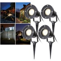 Hengda Gartenleuchte Led Gartenstrahler Warmweiss 4er Pack led Gartenbeleuchtung IP65 4W GU10 Mit Erdspiess Stecker Aussen Wiese Fuer von RANDACO