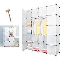 Vingo - 20 Würfel Weiß Regalsystem Kleiderschrank Kunststoff diy Garderobenschrank mit Türen Garderobe für Kinderzimmer Schlafzimmer einfach zu von VINGO