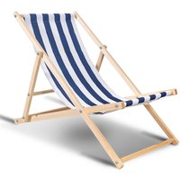 Liegestuhl Schwingliege Klappbar Strandliege Balkonsonnenliege Liege Stuhl Holz Blau weiß - Swanew von SWANEW