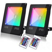 Randaco 2X50W RGB LED Strahler mit Fernbedienung RGB Strahler Außenstrahler Flutlichtstrahler von RANDACO
