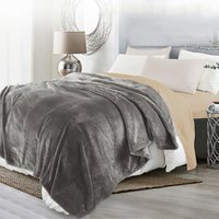 Randaco 2er Set Kuscheldecke Flanell 220x240 cm uni grau superweich für Winter Couchdecke und Bettüberwurf von RANDACO