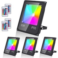 Randaco 4X50W RGB LED Strahler mit Fernbedienung RGB Strahler Außenstrahler Flutlichtstrahler von RANDACO