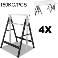 Swanew - 4× Gerüstbock, Klappbock Tragkraft 200kg, verstellbar 80-130CM, Indoor oder Outdoor, mit Abrutschsicherung, Arbeitsbock, Schwrz von SWANEW