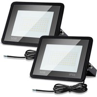 Randaco 50W 2x LED Fluter LED Strahler Wasserdicht Flutlicht Außenstrahler Outdoor-Sicherheitsleuchte für Garten Garage Warmweiß von RANDACO