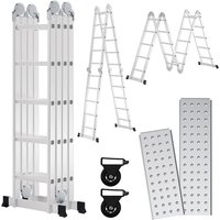 Randaco 580cm Aluminum Mehrzweckleitern, 4x5 Stufen Gerüst Leiter mit 2 Arbeitsplattform, Klappbare Stehleiter von RANDACO