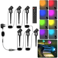 Randaco 6tlg. LED Gartenstrahler mit Erdspieß, Außenstrahler Gartenbeleuchtung mit Stecker Wasserdicht IP65 RGB von RANDACO
