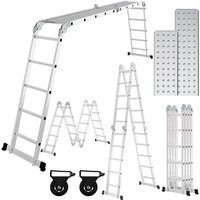 Aluminium Multifunktionsleiter bis 150kg belastbar Verstellbar, Gelenkleiter Klappleiter Stehleiter Aluleiter mit Sicherheitsschlössern & rutschfeste von SWANEW