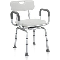 Randaco Duschhocker Badhocker Höhenverstellbar Duschstuhl bis 136kg mit arm und rückenlehne Badsitz 360° Drehbar von RANDACO