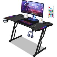 Randaco Gaming Tisch 120 cm LED Gaming Schreibtisch Computertisch in Z-Form Gaming Table PC Tisch Schreibtisch mit Mausunterlage Getränkehalter und Randaco Gaming Tisch 120 cm LED Gaming Schreibtisch Computertisch in Z-Form Gaming Table PC Tisch Schreibtisch mit Mausunterlage Getränkehalter und von RANDACO