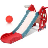 Randaco Kinderrutsche Baby 145 cm Gartenrutsche 4 in 1 Rutsche Rutschbahn Basketball Rot von RANDACO