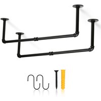 Randaco Kleiderständer für die Wand, Schwerlast Kleiderstange im Industrie-Design, Wandmontage Garderobenstange 92cm Länge Garderobenständer, 2er Set von RANDACO