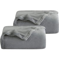 Randaco Kuscheldecke 2er Flanell Wohndecke Decke Universell Sofa Garten Unterwegs Grau 240 x 220 cm Super soft von RANDACO