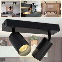 Randaco LED Spotleuchte schwenkbar Retro Schwarz GU10 Deckenlampe Flur Schlafzimmer Spot 2x GU10 Fassung von RANDACO