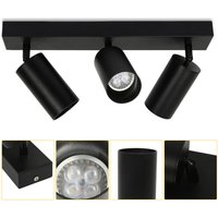 Randaco LED Spotleuchte schwenkbar Retro Schwarz GU10 Deckenlampe Flur Schlafzimmer Spot 3x GU10 Fassung von RANDACO