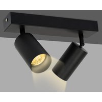 Randaco LED Spotleuchte schwenkbar Schwarz Retro GU10 Deckenlampe Flur Schlafzimmer Spot 2x GU10 Fassung von RANDACO