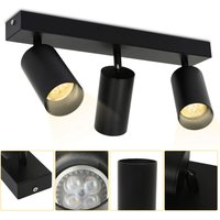 Randaco LED Spotleuchte schwenkbar Schwarz Retro GU10 Deckenlampe Flur Schlafzimmer Spot 3x GU10 Fassung von RANDACO