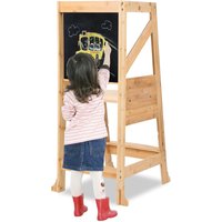 Swanew - Lernturm für Kinder Learning Tower Lernstuhl Hochstuhl Tritthocke Natural - Holzfarbe von SWANEW