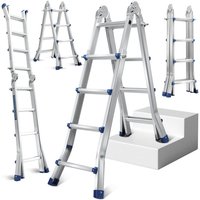 Randaco Mehrzweckleiter 4x4 Alu Multifunktionsleiter Teleskopleiter 402cm Silber bis 150kg von RANDACO