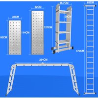 Randaco Mehrzweckleiter Multifunktionsleiter Klappleiter 4x4 582cm Teleskopleiter A-Rahmenleiter Anlegeleiter Stehleiter Haushaltsleiter Aluleiter von RANDACO