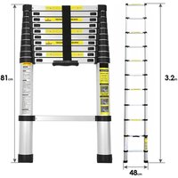 Randaco Teleskopleiter Alu 3.2m Stehleiter Mehrzweckleiter Alu Anlegeleiter Multifunktionsleiter Ausziehleiter von RANDACO