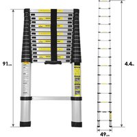 Randaco Teleskopleiter Alu 4.4m Stehleiter Mehrzweckleiter Alu Anlegeleiter Multifunktionsleiter Ausziehleiter von RANDACO