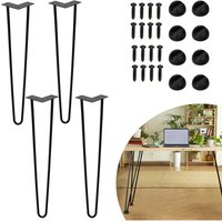 Randaco Tischbeine 4er Set Hairpin Leg Haarnadelbeine Tischgestell Tisch Tischkufen Legs Esstisch Harpins Tischbein 2 Streben Schwarz - 61 cm von RANDACO