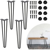 Randaco Tischbeine 4er Set Hairpin Leg Haarnadelbeine Tischgestell Tisch Tischkufen Legs Esstisch Harpins Tischbein 3 Streben Schwarz - 45 cm von RANDACO