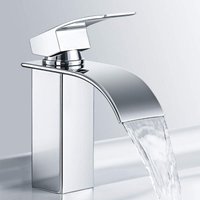 VINGO Wasserhahn fürs Bad in kantigem Design, Einhebelmischer mit klarer Linienführung in modernem Look, Badarmatur Chrom - Chrom von VINGO