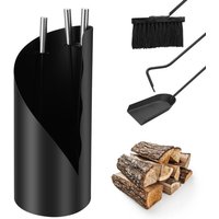 SWANEW Kaminbesteck Set 4-teiliges Kaminzubehör – Modern Design, beschichtet, Hochwertige Kamingarnitur aus 4 Teilen: Besen, Schaufel, Schürhaken, von RANDACO