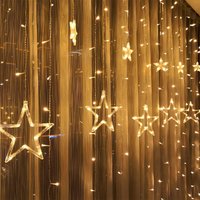 Swanew 138 led Lichterkette Sterne Weihnachtsbeleuchtung Sternenvorhang mit 12 Sternen mit 8 Modi und Memory-Funktion von RANDACO