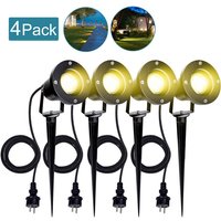 TolleTour 4X Gartenstrahler 4W LED Gartenleuchte mit Erdspieß Rasen Licht Warmweiß Wasserdicht IP65 für Außenbereich Garten Teich Landschaft von RANDACO