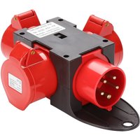 Randaco - swanew Adapter Stromverteiler 3 x cee 400V/16A 5 Polig CEE-Steckdose IP44 Spritzwassergeschützt Mit Sicherheitsklappdeckeln Für Baustelle von RANDACO