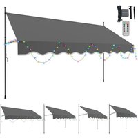 Randaco - TolleTour Markise mit led Klemmmarkise Einziehbar Sonnenmarkise Sonnenschutz Balkon ohne Bohren 250x120cm von RANDACO