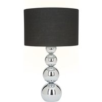 Nachttischleuchte Touchdimmer Tischlampe chrom Wohnzimmerlampe Leselampe, Metall verchromt Textil schwarz, 1x E14, DxH 25 x 43 cm von Smartwares