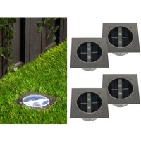 Solar led Bodeneinbaustrahler 4er set für Außen, Edelstahl 4-eckig 10x10cm, IP67 von RANEX