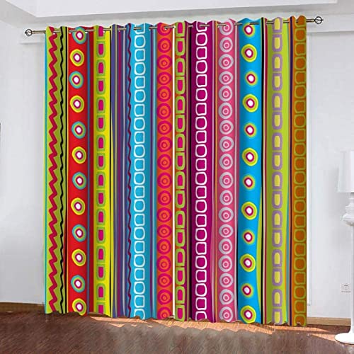 RANIEL Multicolor Vorhang Blickdicht Gardinen mit Ösen Banda 3D Druck Blickdichte Vorhänge Vorhang Verdunkelung Wärmeisolierend Wohnzimmer Schlafzimmer 2 Stück 110x215 cm (BxH) von RANIEL