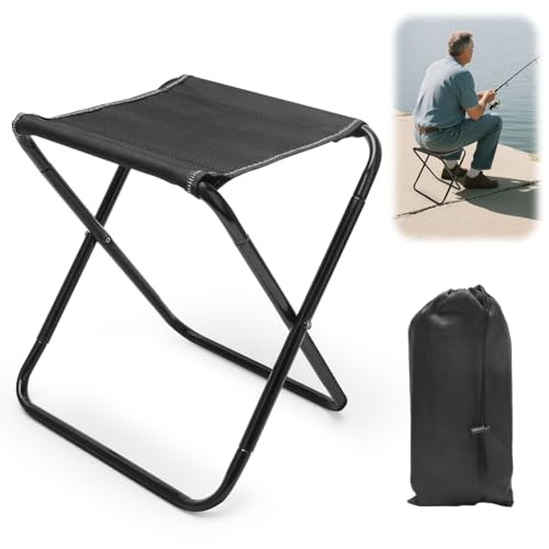 Camping Hocker, RANJIMA Tragbarer Klapphocker, Faltbarer Outdoor Hocker,Leichter Camping Klapphocker,Mini Campinghocker Klappstühle,Kleiner Klappbarer Hocker für Camping Picknick Angeln Reisen Wandern von RANJIMA