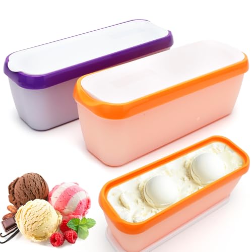 RANJIMA 2er Set Eisbehälter für Speiseeis 1.5 L,Eis Aufbewahrungsbehälter,Wiederverwendbare Hausgemachte Eiscreme-Behälter mit Deckel,Eis-Container zur Lagerung und Herstellung von Speiseeis von RANJIMA