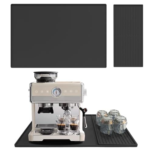 RANJIMA Abtropfmatte Kaffeemaschine, 61x40.5 cm Kaffeemaschine Unterlage Kaffeevollautomat Silikonmatte mit 19x40cm Abtropfmatte Spüle Trockenmatte, 2 en 1 Silikon Matte Unter Kaffe Schwarz Coffee Mat RANJIMA Abtropfmatte Kaffeemaschine, 61x40.5 cm Kaffeemaschine Unterlage Kaffeevollautomat Silikonmatte mit 19x40cm Abtropfmatte Spüle Trockenmatte, 2 en 1 Silikon Matte Unter Kaffe Schwarz Coffee Mat von RANJIMA